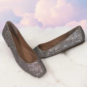 INC Sparkling Silver Flats Size 9.5
